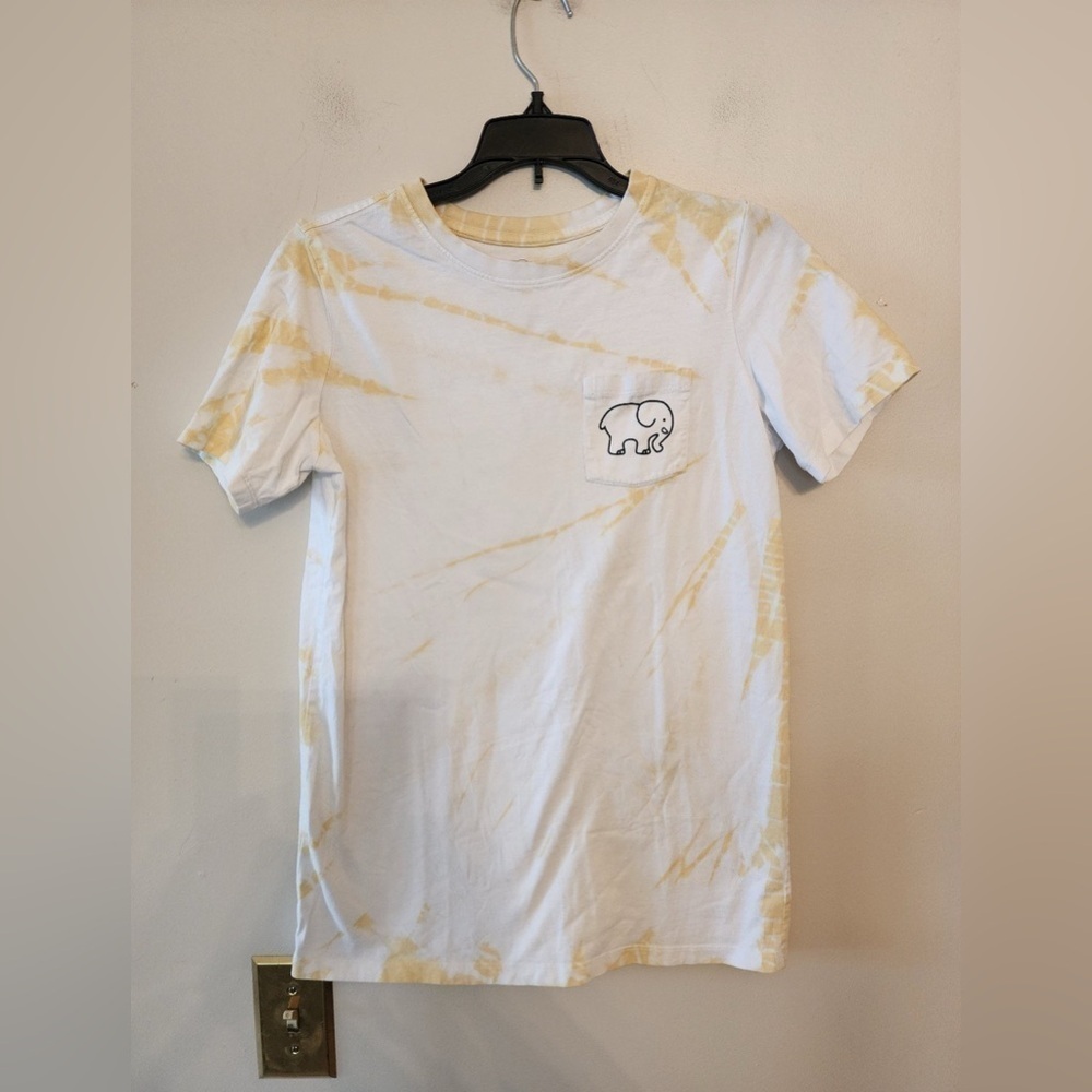 Ivory Ella Elephant T-Shirt Men's Size xs Gold And White Tie Dye 100% Cotton